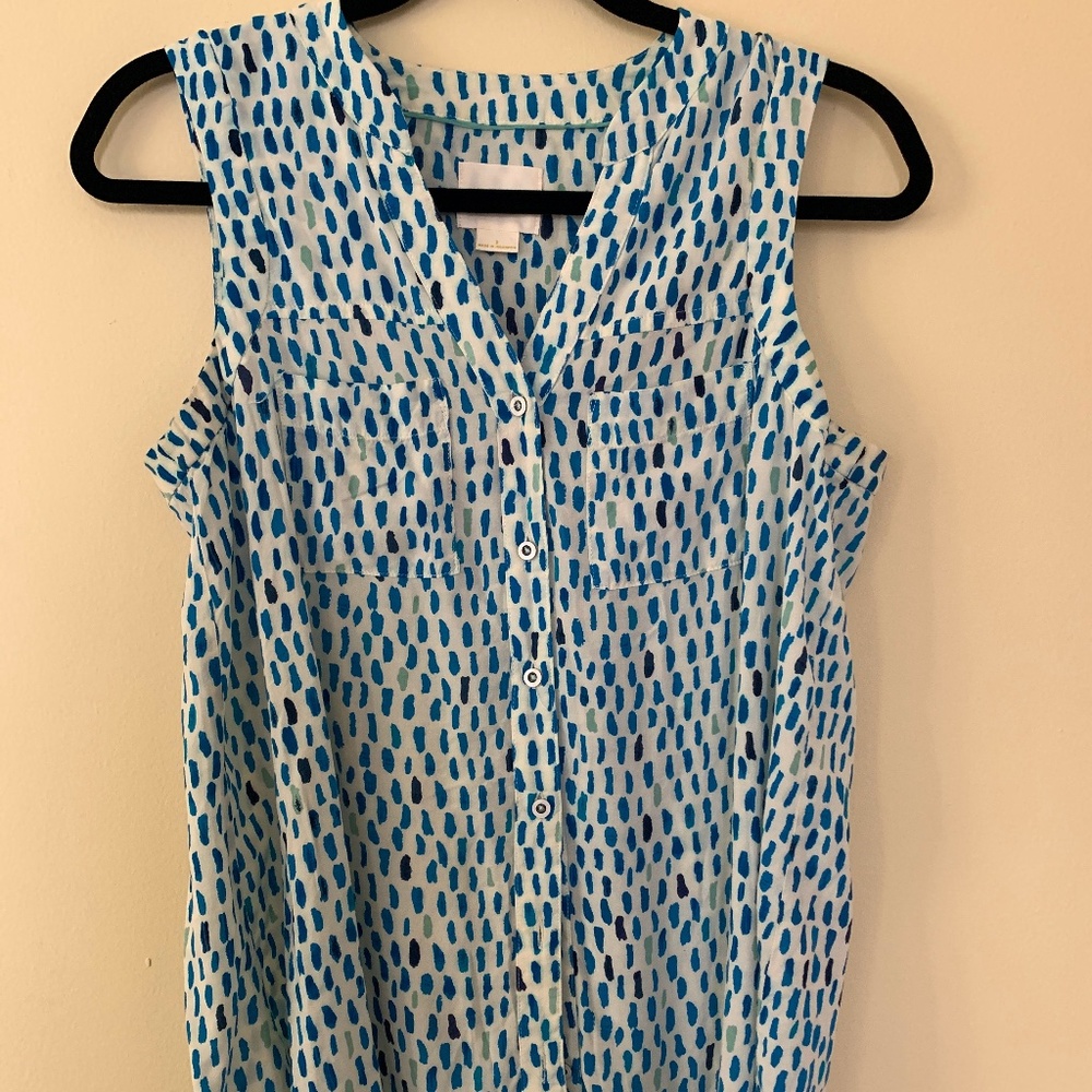 Anthropologie Maeve Blue Printed Sunseeker Tank